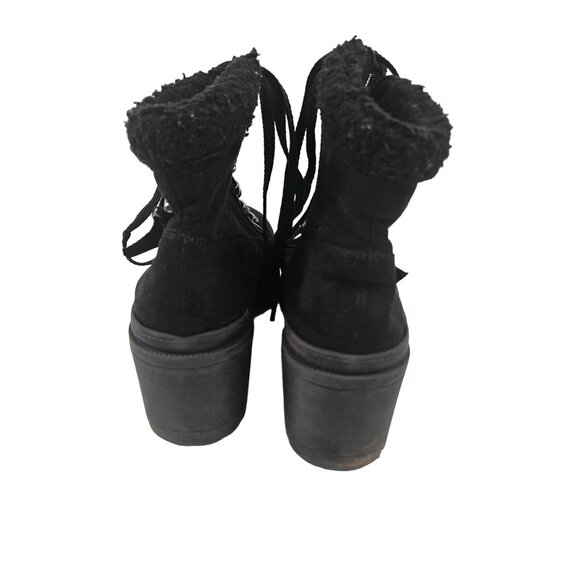 Black Jellypop Brandi Womens Suede Heeled Boots Size 6.5M Lace Up Fleece Lined - Picture 3 of 10